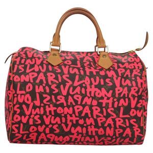 Louis Vuitton Speedy Handbag Limited Edition Monogram Graffiti Pink Canvas Bag